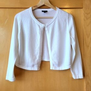 Talbots Cropped White Cardigan, 3/4 Sleeve, Size S